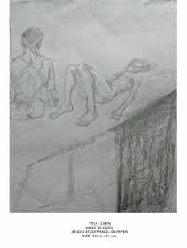 Male double nude, drawing