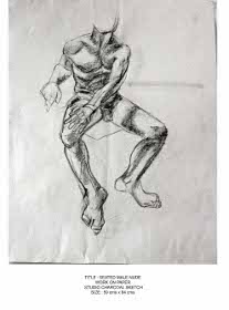 Male nude charcoal, seated 2